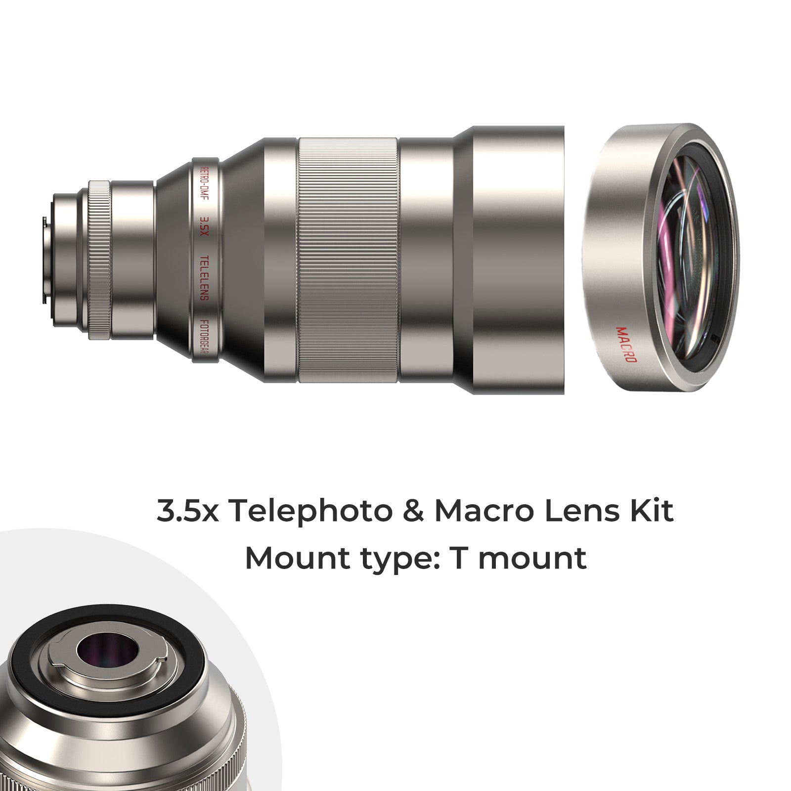 Fotorgear 3.5x Telephoto & Macro Lens Kit Retro series 3.5x Telephoto & Macro Lens Kit (T mount)