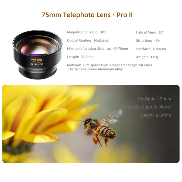 75mm Macro Lens Super Telephoto Voor Smartphone - 10x Vergroting Met Multi-layer Coating