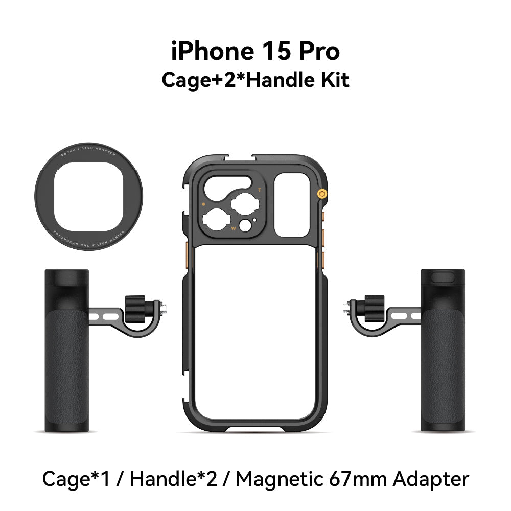 fotorgear iPhone 15 Pro / Cage+2*Handle Kit Fotorgear Mobile Video Cage for iPhone 15 Pro & 15 Pro Max