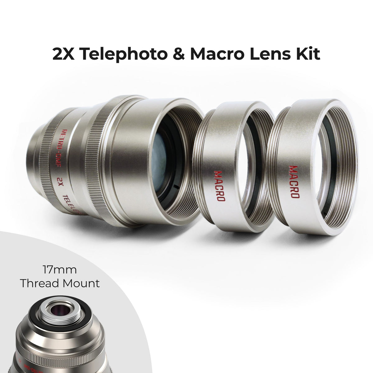 Fotorgear 17mm mount / 2X Telephoto & Macro Lens Kit Retro Series 2X Telephoto & Macro Lens Kit