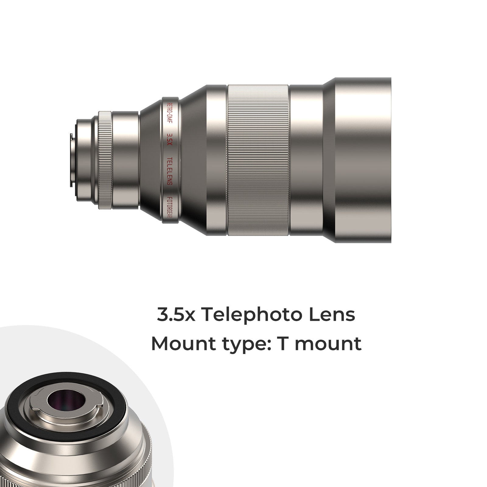 Fotorgear 3.5x Telephoto Lens Retro series 3.5x Telephoto & Macro Lens Kit (T mount)
