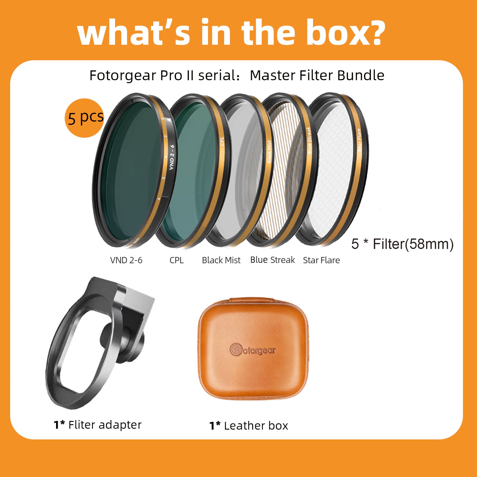 Fotorgear 58mm Filter kit (5 pcs in) - Master filter bundle