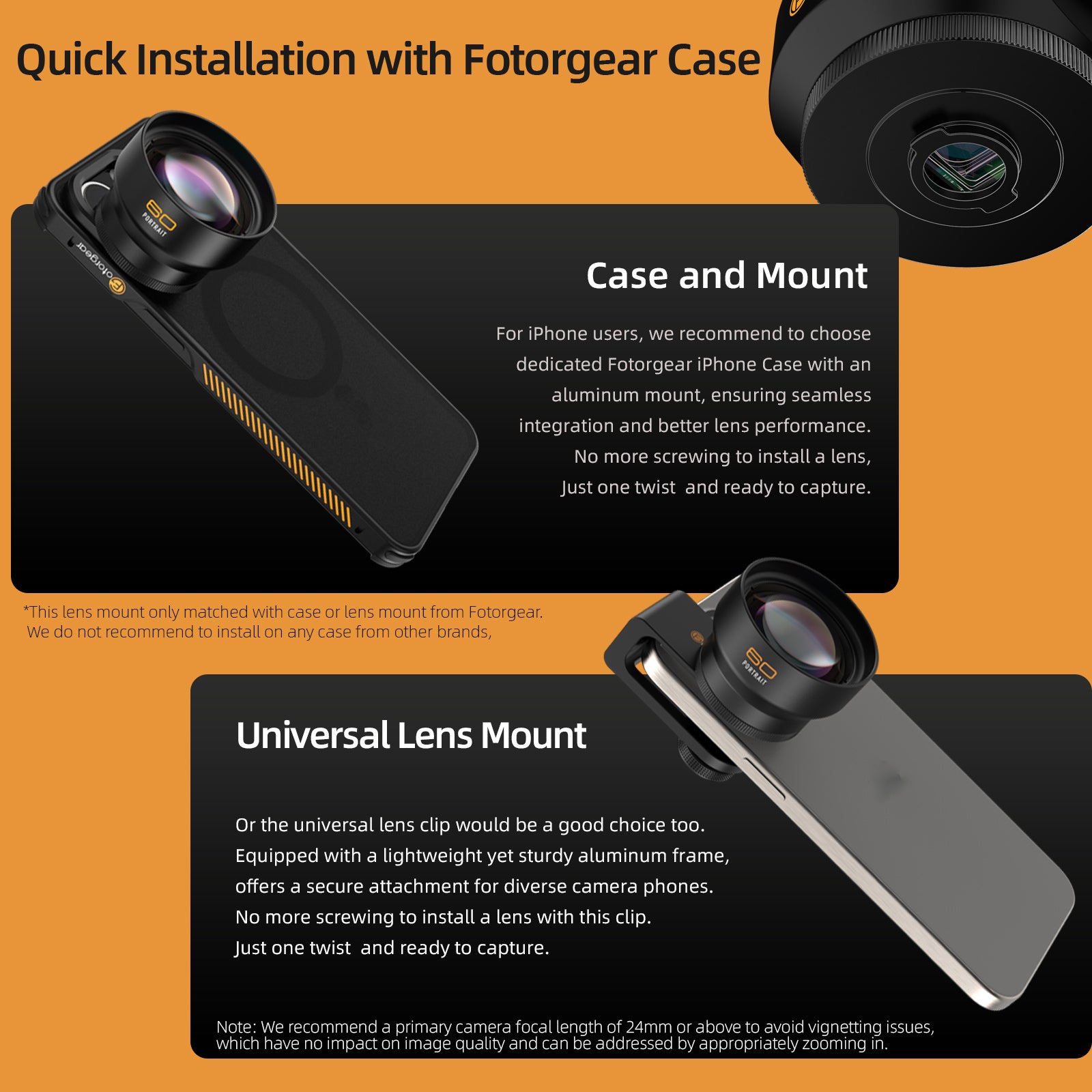 Fotorgear [ Pro II serial ] iPhone case lens mount