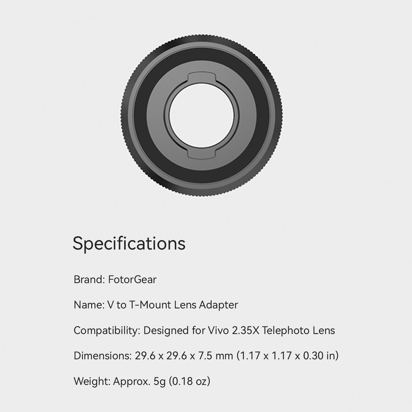 Fotorgear V to T Mount Lens Adapter